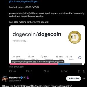 Elon Musk Calls Dogecoin's Flat Inflation a Feature, Not a Bug; $DOGE Inflation Decreases