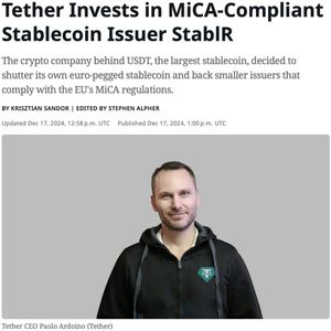 Tether Backs StablR to Promote Stablecoin Adoption in Europe Amid MiCA Compliance