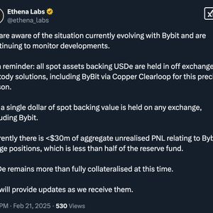 Ethena Labs Addresses $1.2 Billion USDe Exposure to Bybit, Confirms Off-Exchange Custody with Copper Clearloop and Less Than $30 Million at Risk