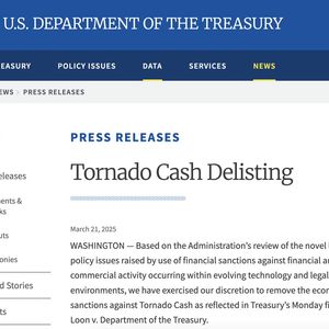 U.S. Treasury Removes Sanctions Against Tornado Cash Cryptocurrency Mixer