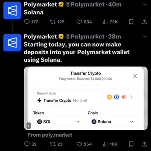 Polymarket Launches on Solana, Enabling Deposits with $SOL Cryptocurrency