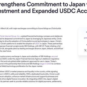 Circle Launches First Regulated Stablecoin USDC in Japan on March 26 Through SBI Partnership