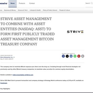 Vivek Ramaswamy’s Strive Asset Management Merges with Asset Entities, ASST Stock Up 400% on $1 Billion Bitcoin Buy Plan