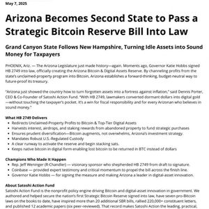 Arizona's Governor Hobbs Signs HB 2749 and SB 1373 into Law, Establishing Strategic Bitcoin Reserve