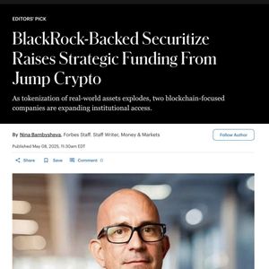 Securitize Gets Jump Crypto Investment, Boosts BlackRock's $2.86B BUIDL Fund Amid 800% Tokenized Treasury Surge