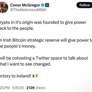 UFC Champion Conor McGregor Calls for Ireland to Create Strategic Bitcoin Reserve