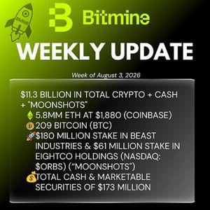 Bitmine Immersion Technologies (BMNR) Announces ETH Holdings Reach 5.8 Million Tokens, and Total Crypto and Total Cash Holdings of $11.3 Billion