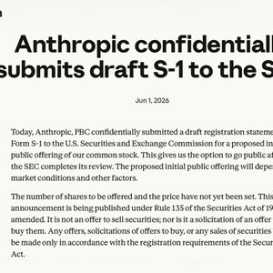 Anthropic Files Confidential S-1 With SEC, Targets IPO at $965B Valuation