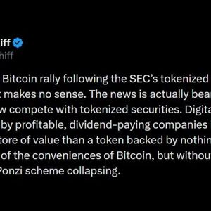 Schiff Warns Tokenized Stocks Will Siphon Liquidity From Bitcoin