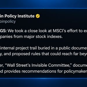 MSCI Rule Puts Strategy at Risk, Says Bitcoin Policy Institute Paper