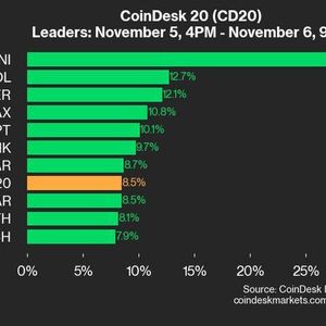 CoinDesk 20 Performance Update: Uniswap Surges 28% as All Index Constituents Trade Higher After Election