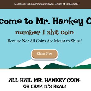 Viral New Shitcoin Mr Hankey Coin Explodes 100% at DEX Launch – Here’s Why It Can 100x