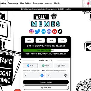 Despite Crypto Crash Wall Street Memes Coin Hits $25m as 2023’s Biggest Presale Raises $350k in 12 Hours, Staking Starts and CEX Listing Date Revealed