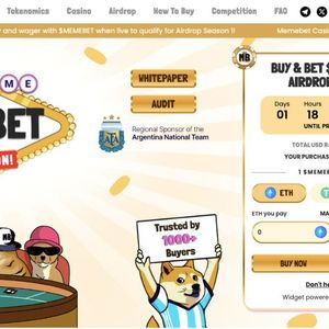 Crypto’s First Meme Coin Casino Memebet Raises $300,000 as Meme Coin Markets Explode 18% Overnight