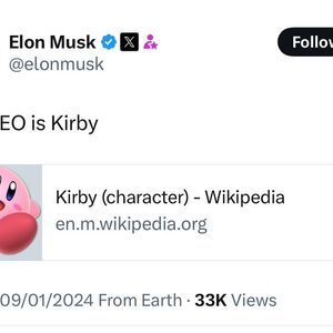$Kirby Token Skyrockets After Elon Musk’s Playful CEO Remark
