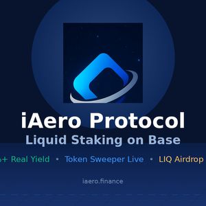iAero Protocol Launches Token Sweeper, Distributes 5% of LIQ Supply to Stakers