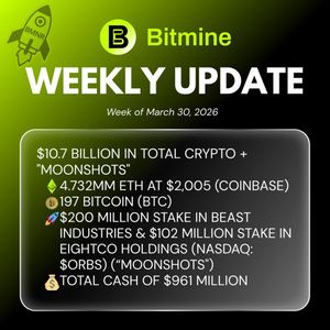 Bitmine Immersion Technologies (BMNR) Announces ETH Holdings Reach 4.732 Million Tokens, and Total Crypto and Total Cash Holdings of $10.7 Billion