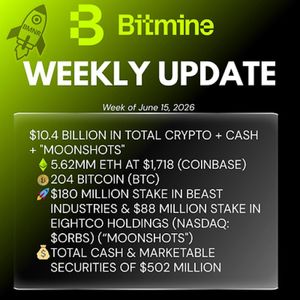Bitmine Immersion Technologies (BMNR) Announces ETH Holdings Reach 5.62 Million Tokens, and Total Crypto and Total Cash Holdings of $10.4 Billion