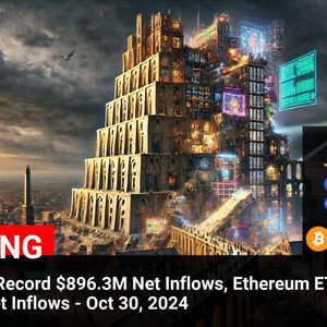 Bitcoin ETFs Gain $896.3M, Ethereum ETFs Receive $4.4M Net Inflows, Signaling Potential Cryptocurrency Market Surge – Oct 30, 2024
