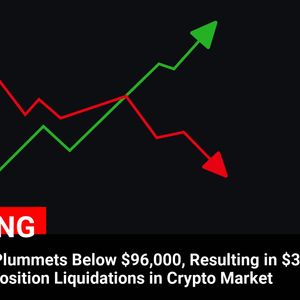 Bitcoin’s Tumble Below $96,000 Sparks $350 Million Long Position Liquidations in Crypto Market