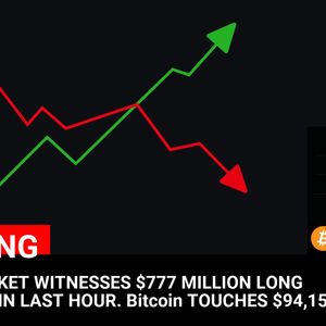 Bitcoin (BTC) Price Soars to $94,150, Resulting in $777 Million Long Liquidation in Crypto Market