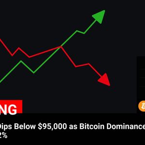 Bitcoin Price Falls Below $95,000 as Bitcoin Dominance Hits 59.32%