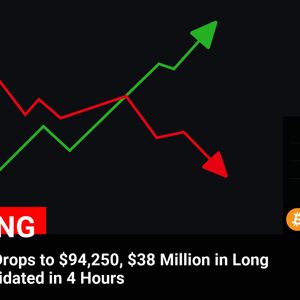 Bitcoin Price Plummets to $94,250, Leading to Liquidation of $38 Million in Long Positions in Just 4 Hours