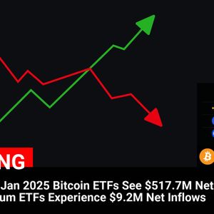 Bitcoin ETFs Receive $517.7M in Net Inflows, Ethereum ETFs Follow with $9.2M – ETF Flows Report Jan 24, 2025