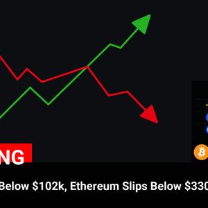 Bitcoin and Ethereum Experience Significant Price Declines: Bitcoin Falls Below $102k, Ethereum Slips Below $3300