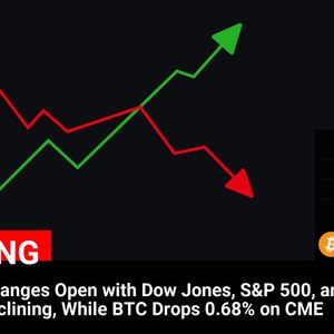 US Stock Exchanges Decline as BTC Drops 0.68% on CME: Market Update