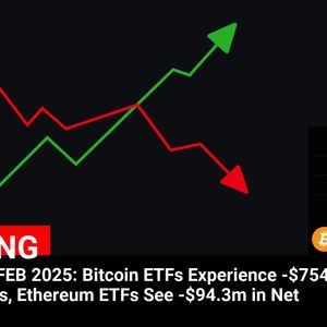 ETF Flows 26 FEB 2025: Bitcoin ETFs Experience -$754.6m in Net Outflows, Ethereum ETFs See -$94.3m in Net Outflows

💰Coin:
Bitcoin ( $BTC ) $85,005.10
Ethereum...