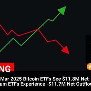 ETF Flows: 19 Mar 2025
Bitcoin ETFs See $11.8M Net Inflows
Ethereum ETFs Experience -$11.7M Net Outflows

💰Coin:
Bitcoin ( $BTC ) $85,749.40
Ethereum ( $ETH ) ...