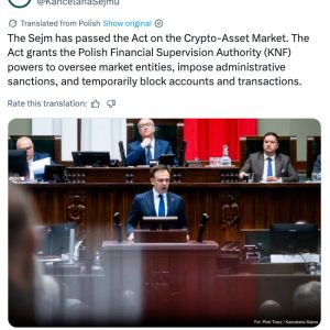 Poland Adopts MiCA Crypto Bill, South Korea Targets Tokenized Securities, Hana Buys $668M Upbit Stake
