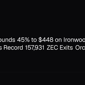 Zcash Rebounds 45% to $448 on Ironwood Pool Proposal as Record 157,931 ZEC Exits Orchard