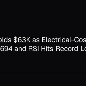Bitcoin Holds $63K as Electrical-Cost Floor Eyes $48,694 and RSI Hits Record Low