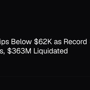 Bitcoin Slips Below $62K as Record SpaceX IPO Looms, $363M Liquidated