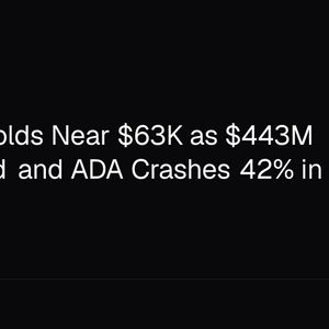 Bitcoin Holds Near $63K as $443M Liquidated and ADA Crashes 42% in Risk-Off Wave