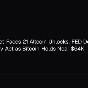 Crypto Market Faces 21 Altcoin Unlocks, FED Decision and Stalled Clarity Act as Bitcoin Holds Near $64K