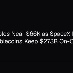 Bitcoin Holds Near $66K as SpaceX Raises $75B, Stablecoins Keep $273B On-Chain