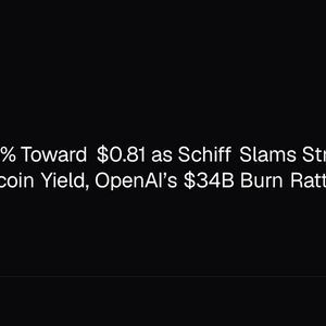 SUI Jumps 8% Toward $0.81 as Schiff Slams Strategy’s Negative Bitcoin Yield, OpenAI’s $34B Burn Rattles Markets