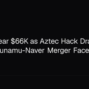 Bitcoin Near $66K as Aztec Hack Drains $2.19M, Dunamu-Naver Merger Faces Probe