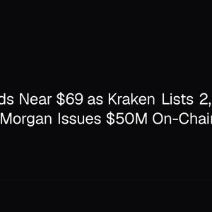 Solana Holds Near $69 as Kraken Lists 2,500 Tokens, JPMorgan Issues $50M On-Chain