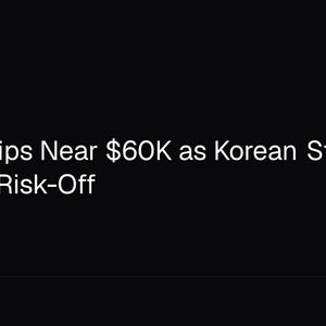 Bitcoin Slips Near $60K as Korean Stock Rout Deepens Risk-Off