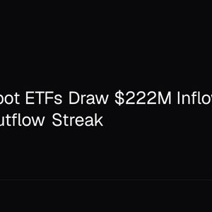 Bitcoin Spot ETFs Draw $222M Inflow, Ending 10-Day Outflow Streak
