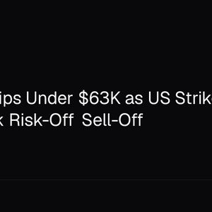 Bitcoin Slips Under $63K as US Strikes on Iran Spark Risk-Off Sell-Off