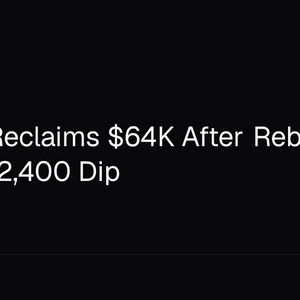 Bitcoin Reclaims $64K After Rebounding From $62,400 Dip