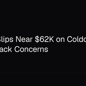 Bitcoin Slips Near $62K on Coldcard Wallet Hack Concerns