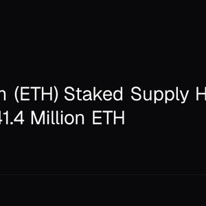 Ethereum (ETH) Staked Supply Hits Record 41.4 Million ETH