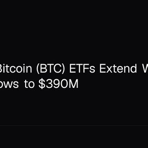US Spot Bitcoin (BTC) ETFs Extend Weekly Net Outflows to $390M