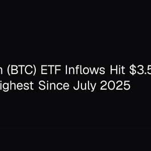 US Bitcoin (BTC) ETF Inflows Hit $3.5B in August, Highest Since July 2025